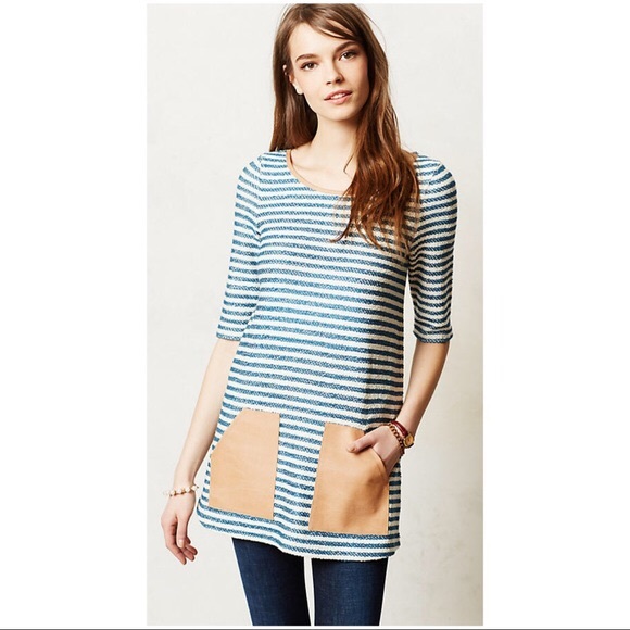 Anthropologie Tops - Anthropologie Postmark Stripe Pocket Tunic Dress M